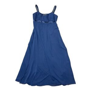 David’s Bridal Bridesmaid Navy Blue Beaded Straps Formal Maxi Dress Sz XXL